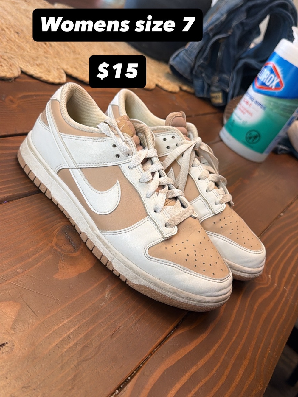 Nike Women’s Low-Top Sneakers in Beige & White